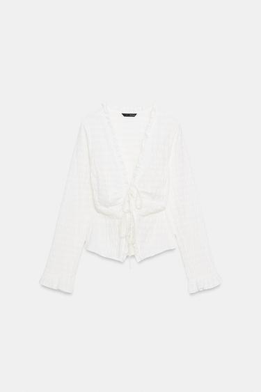 TOP NID D'ABEILLE À LACETS - Écru de Zara - Image 6