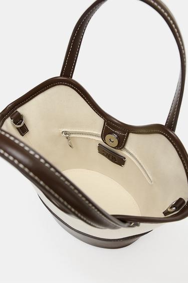 COMBINED CANVAS BAG - Light beige by Zara - Image 5