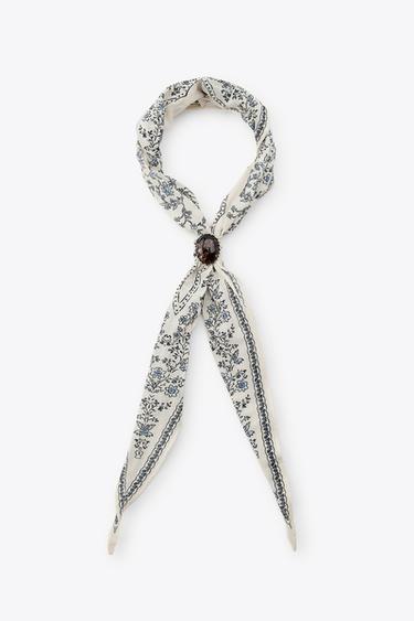 STONE COTTON PRINTED BANDANA - Ecru by Zara