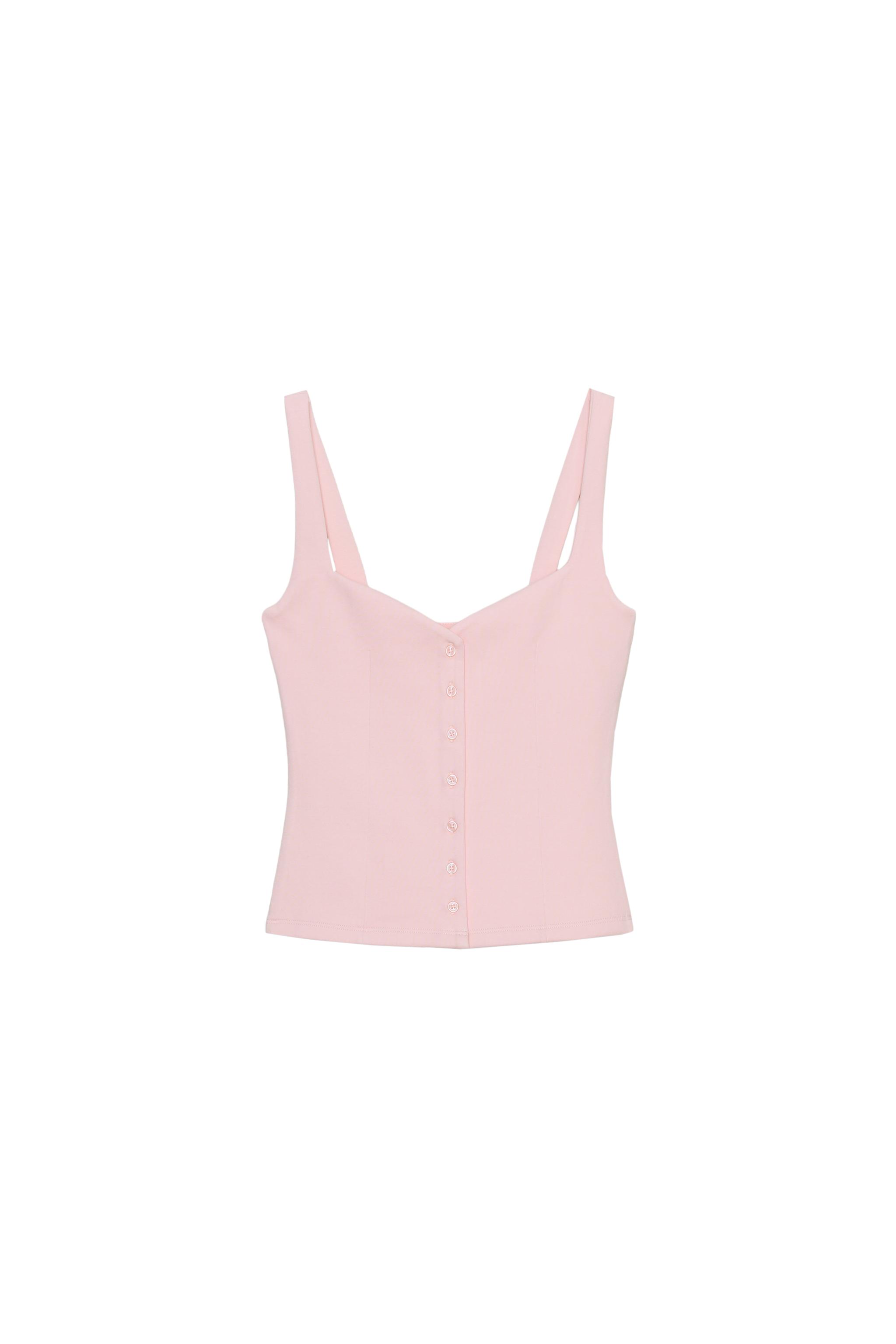 SWEETHEART NECKLINE TOP WITH BUTTONS - Pink | ZARA United States
