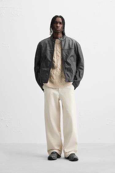 CALÇA STRAIGHT FIT TWILL - Branco-marfim da Zara - Imagem 0