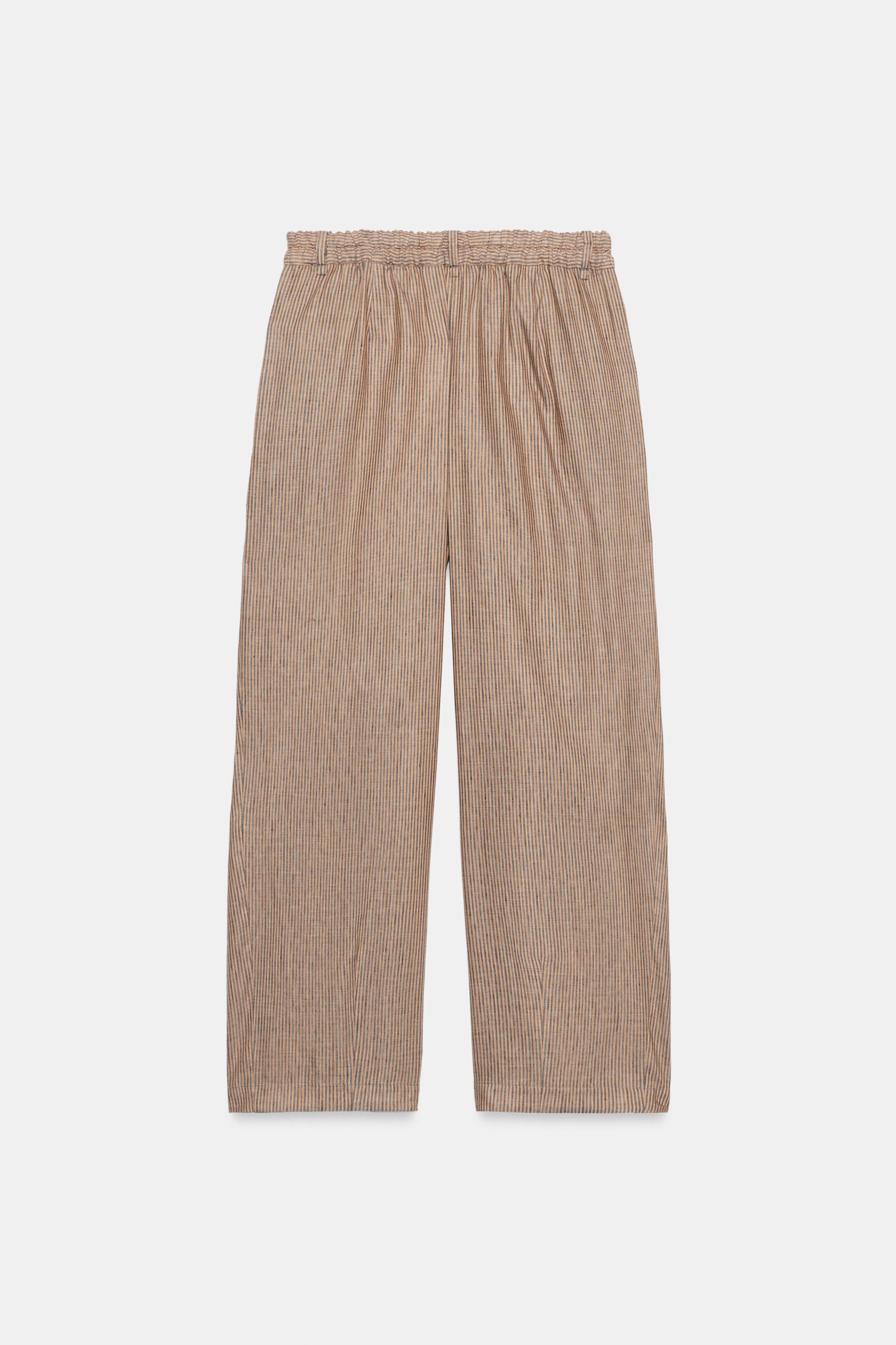 Женские брюки Zara LINEN BLEND DARTED PANTS ZW COLLECTION — фото 9