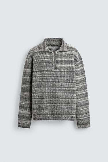 KNIT POLO SHIRT WITH ZIP - Grey by Zara