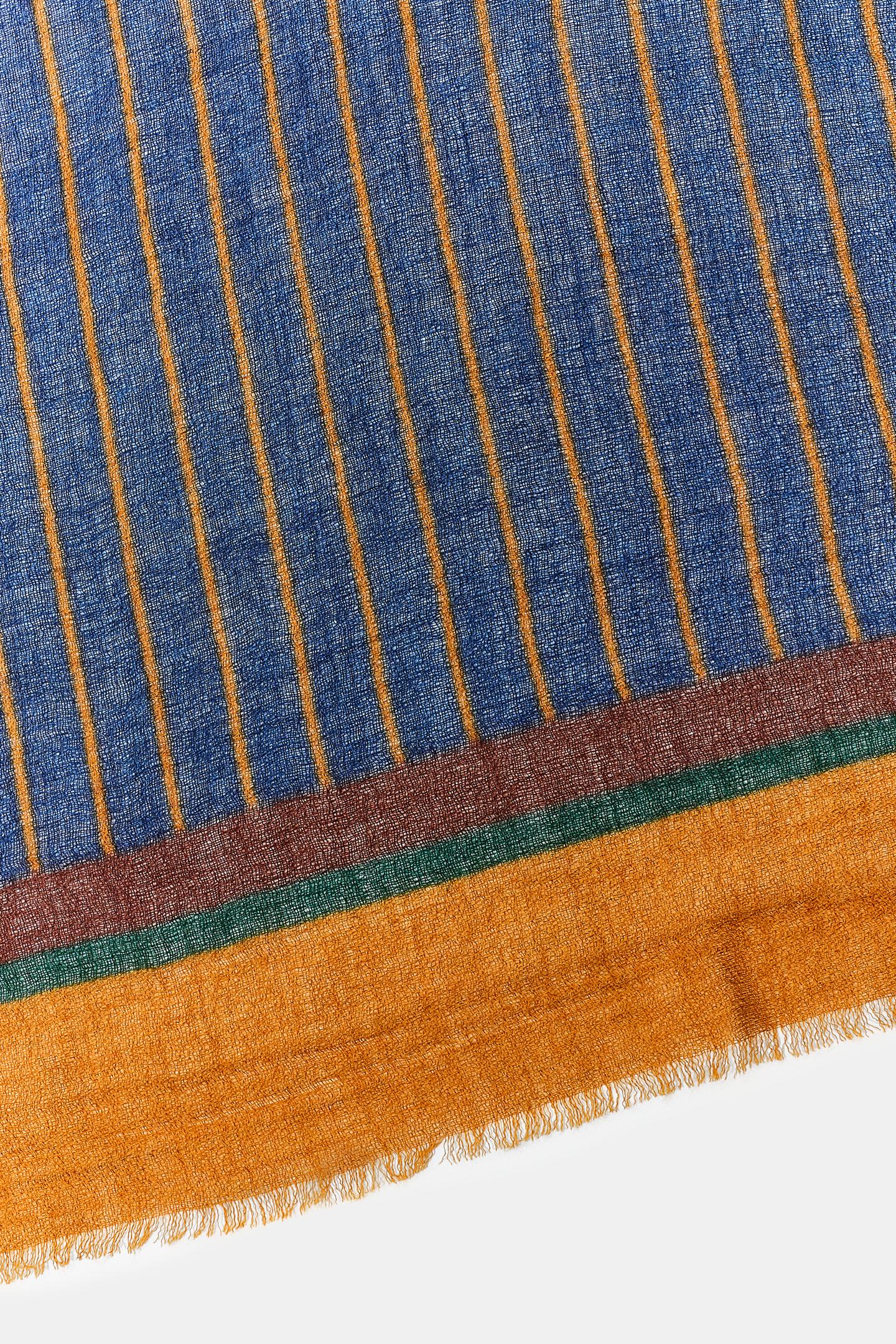 Женский шарф Zara Striped Wool Blend, цвет: Синий — фото 5