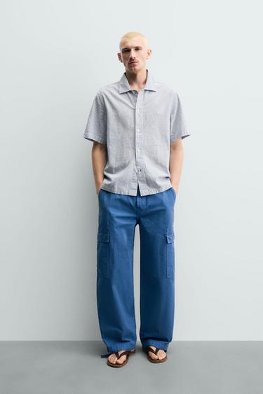 CHEMISE FLUIDE À RAYURES - Bleu clair de Zara