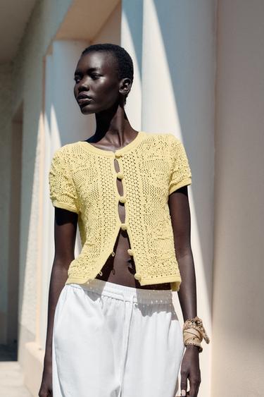 CROCHET KNIT TOP - Yellow by Zara - Image 2