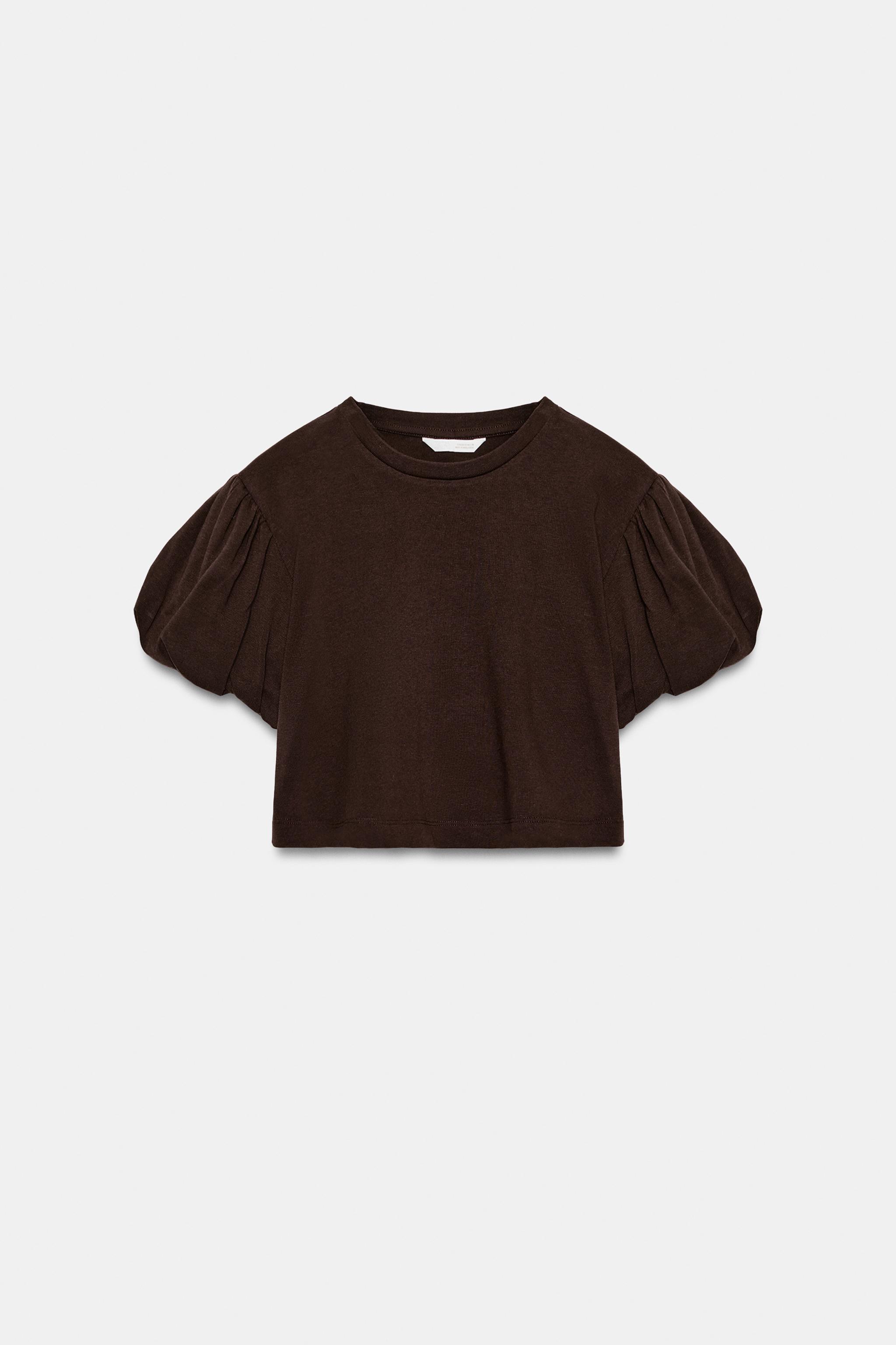 CROPPED VOLUMINOUS SLEEVE T-SHIRT