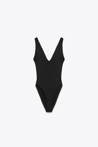 V-NECK BODYSUIT - Black by Zara