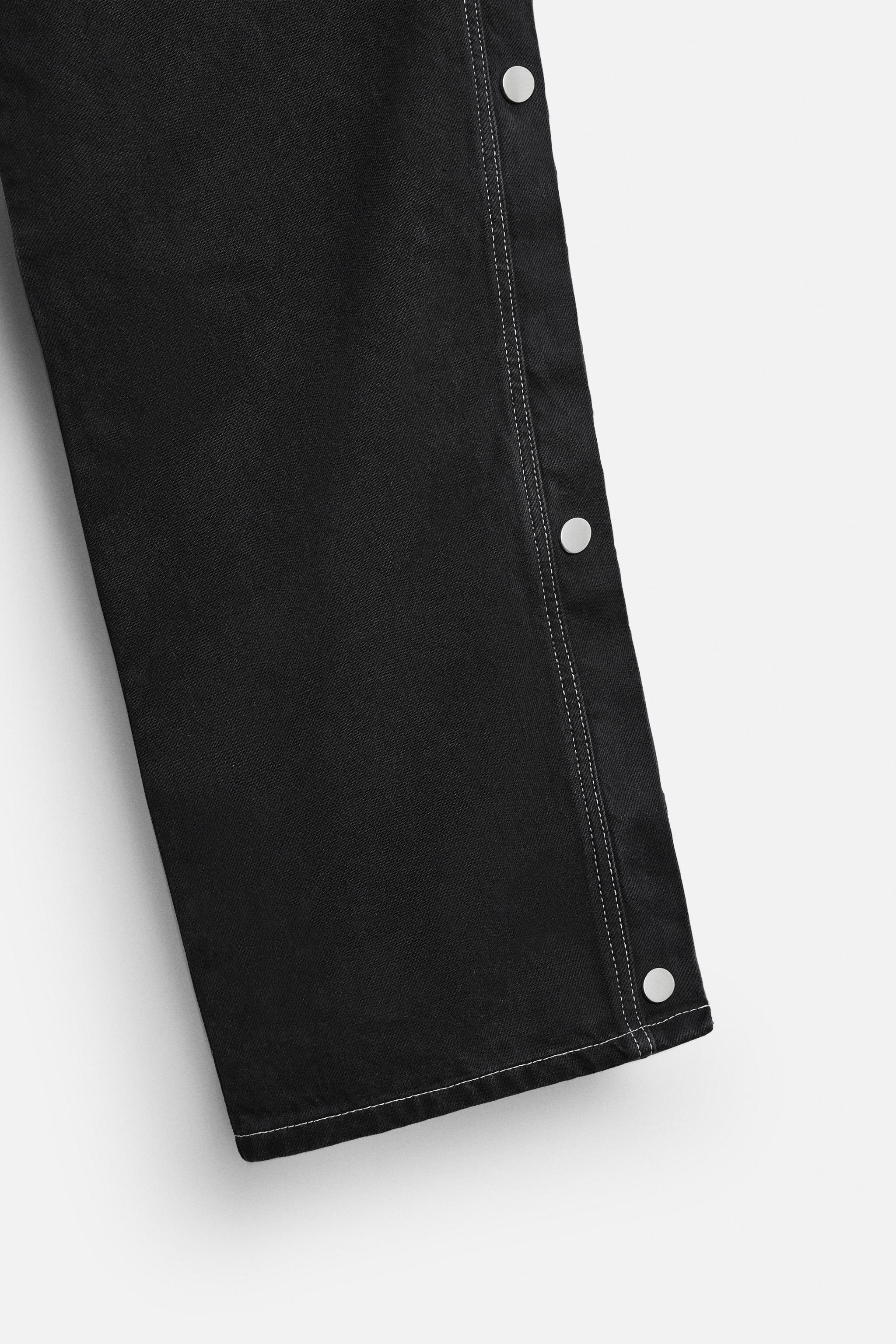 RELAXED FIT BUTTONED JEANS - Black | ZARA United States
