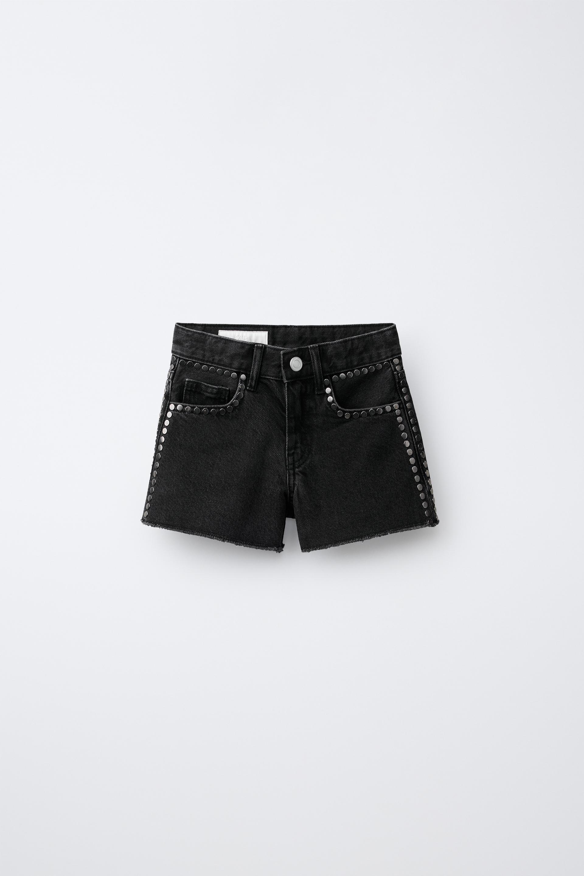 Studded Denim Bermuda Shorts