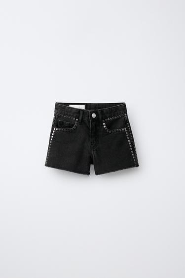 ДЖИНСОВЫЕ ШОРТЫ С ЗАКЛЕПКАМИ — ЧЕРНЫЙ от Zara