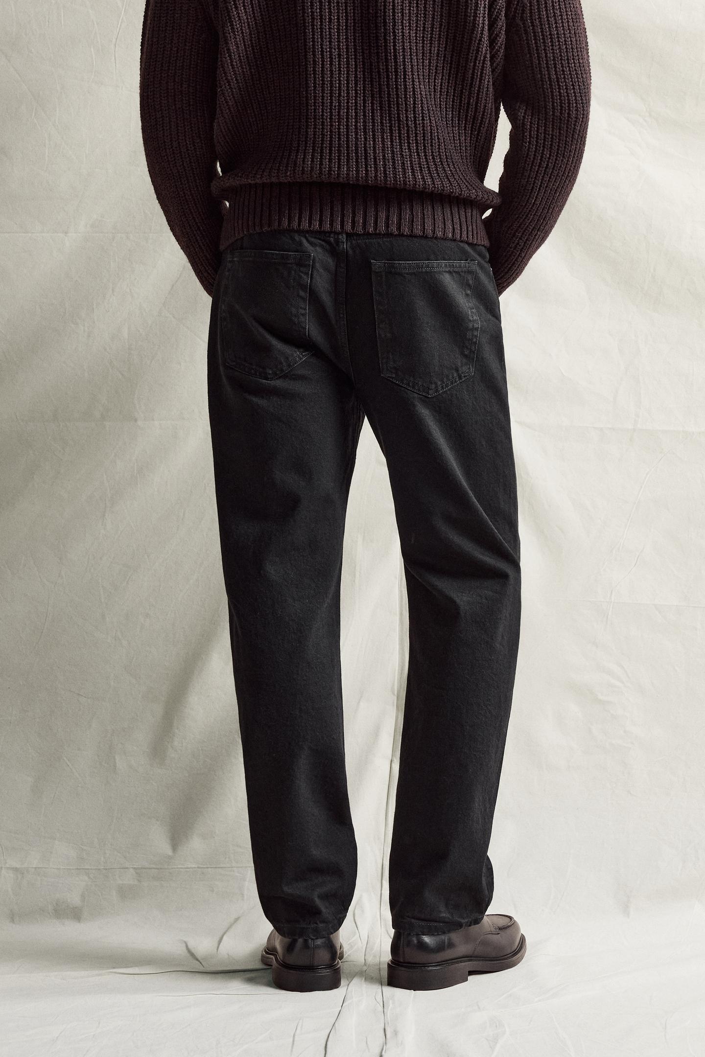 Мужские джинсы Zara Straight Fit, цвет: Чёрный — фото 3