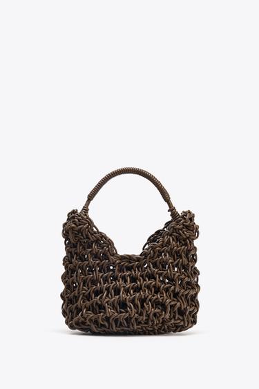 ПЛЕТЕНА ЧАНТА С ДЕКОРАТИВНИ ШЕВОВЕ - Шоколад от Zara