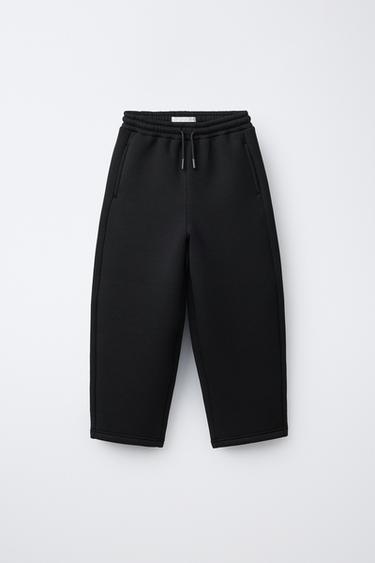 STRAIGHT-LEG NEOPRENE-EFFECT TROUSERS - Black by Zara