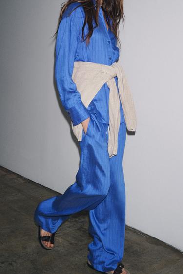 PANTALON DE PYJAMA RAYÉ - bleu/noir de Zara - Image 3