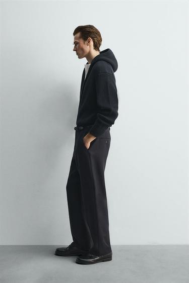 LIMITED EDITION 100% WOOL STRAIGHT-LEG TROUSERS - Navy blue by Zara - Image 3