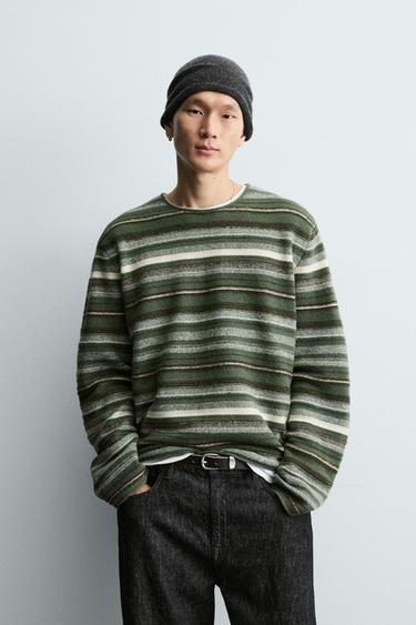STRIPED JACQUARD JUMPER - Greens by Zara