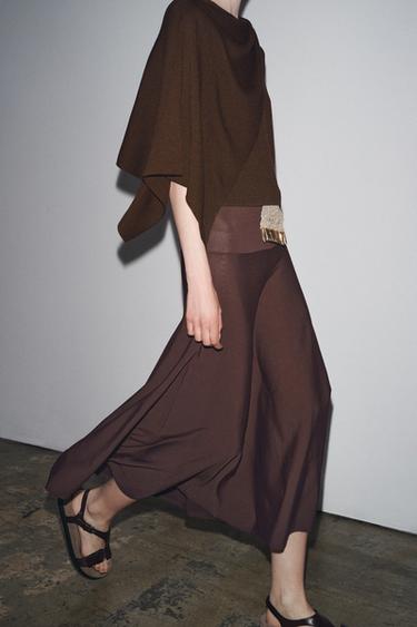 Zaras STICKAD TOPP MED CAPE - Brun