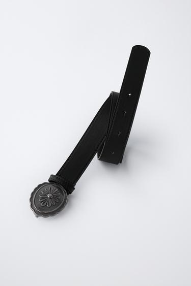 COWBOY BUCKLE BELT - Black by Zara