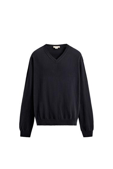 LIGHT COTTON/LINEN JUMPER LIMITED EDITION - Navy blue by Zara