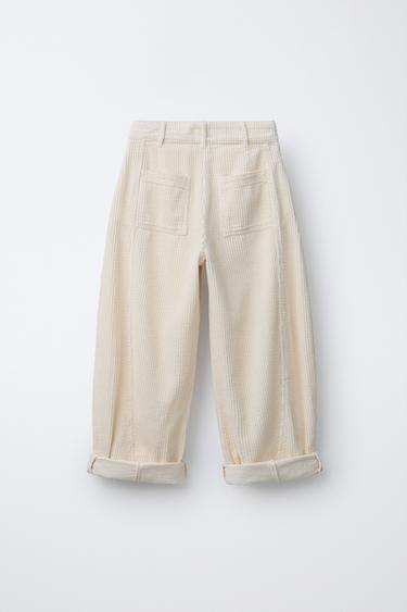 BARREL CORDUROY TROUSERS - Light beige by Zara - Image 1