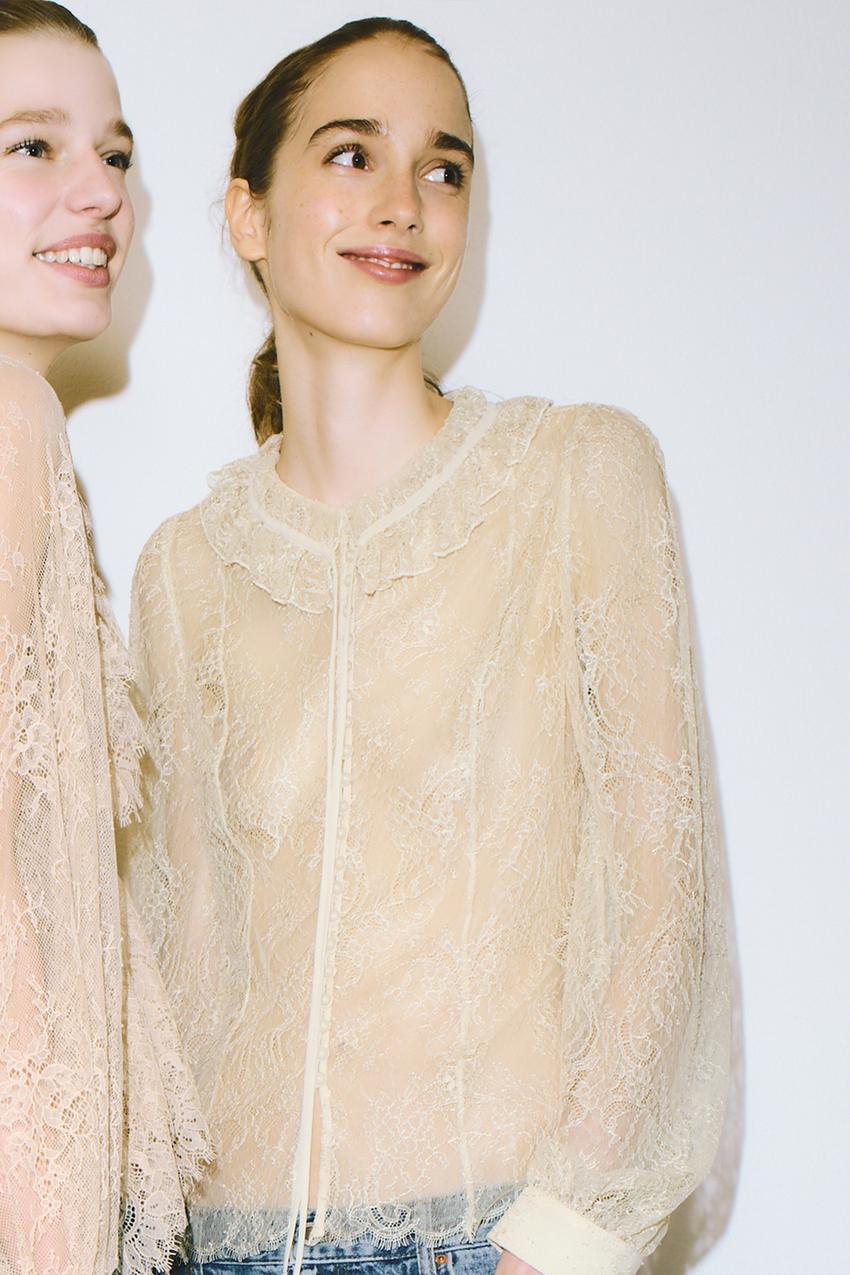 LACE BUTTON SHIRT ZW COLLECTION LIMITED EDITION - Ecru | ZARA United States