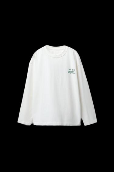 Zara TEXT PRINT T-SHIRT - White - Image 0