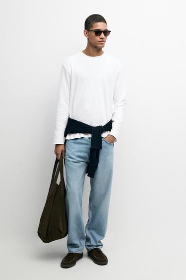 Zara 100% cotton long sleeve T-shirt - White - Image 0