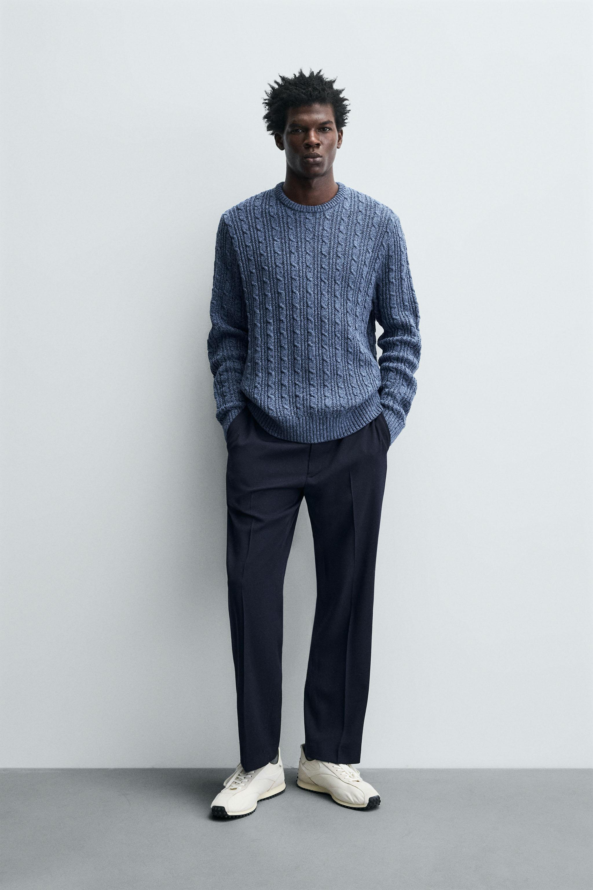 ケーブルニットセーター - ブルー | ZARA Japan / 日本