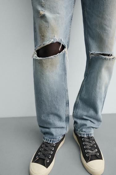 JEAN REGULAR FIT EFFET VINTAGE DÉCHIRÉ - Bleu de Zara - Image 6