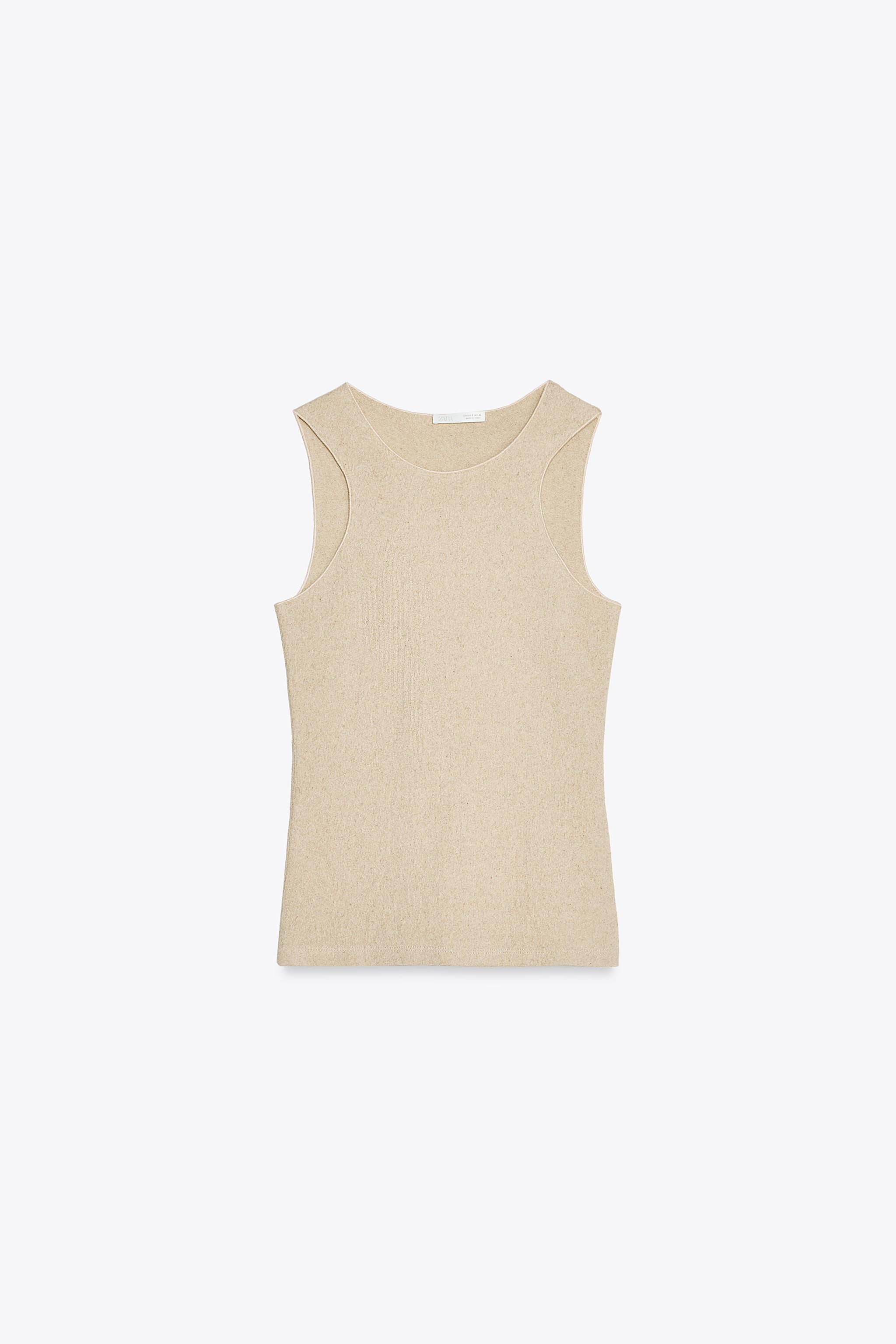 SLEEVELESS LINEN T-SHIRT