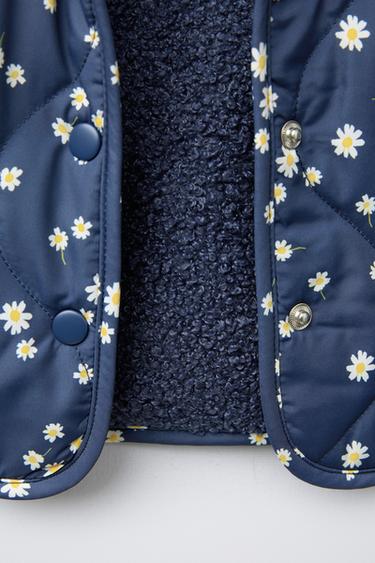 VESTE REMBOURRÉE IMPRIMÉ MARGUERITE - Bleu marine de Zara - Image 3