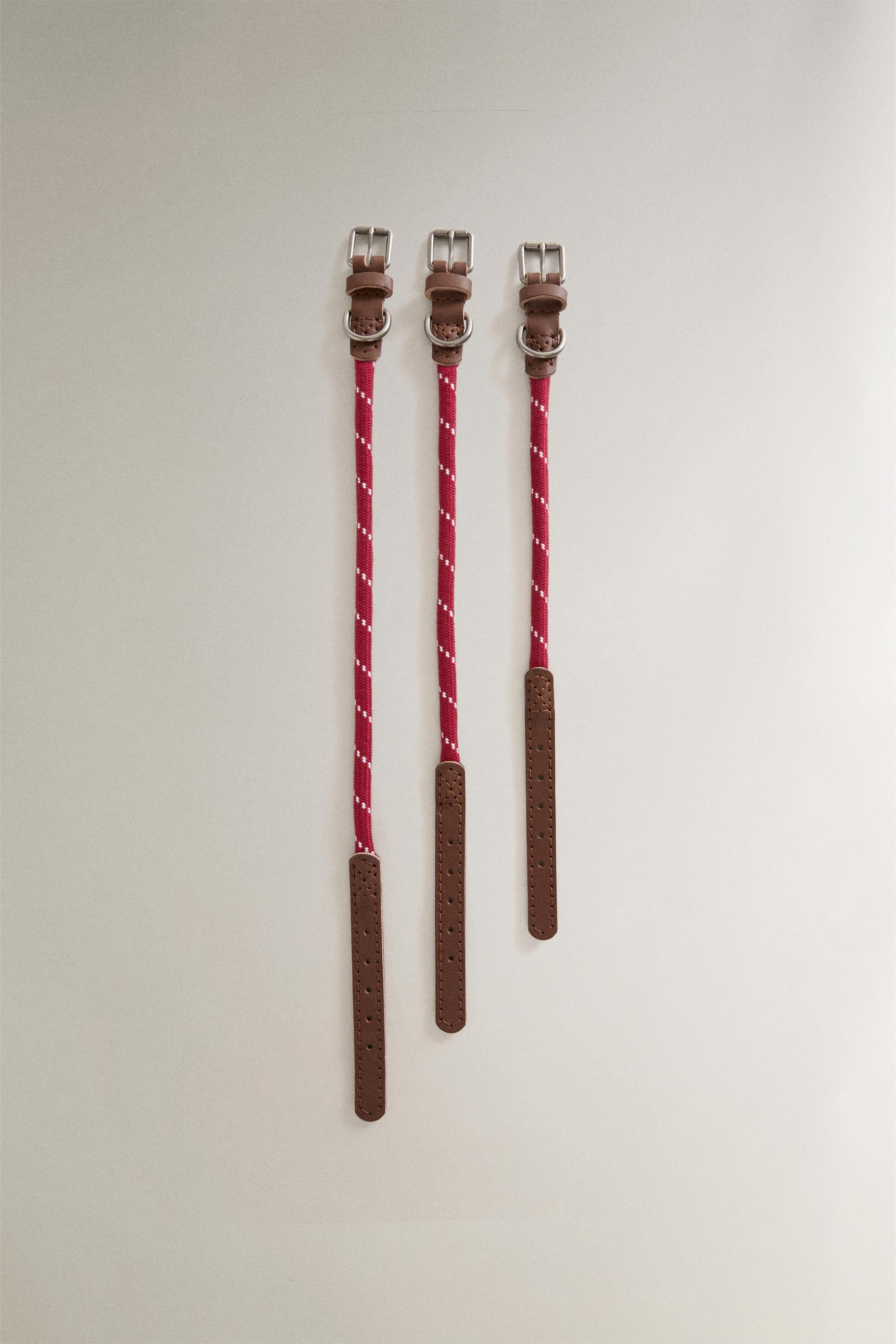 LEATHER AND ROPE PET COLLAR