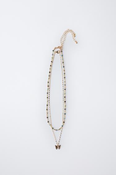 PACK DOS COLLARES ABALORIOS MARIPOSA - Dorado de Zara