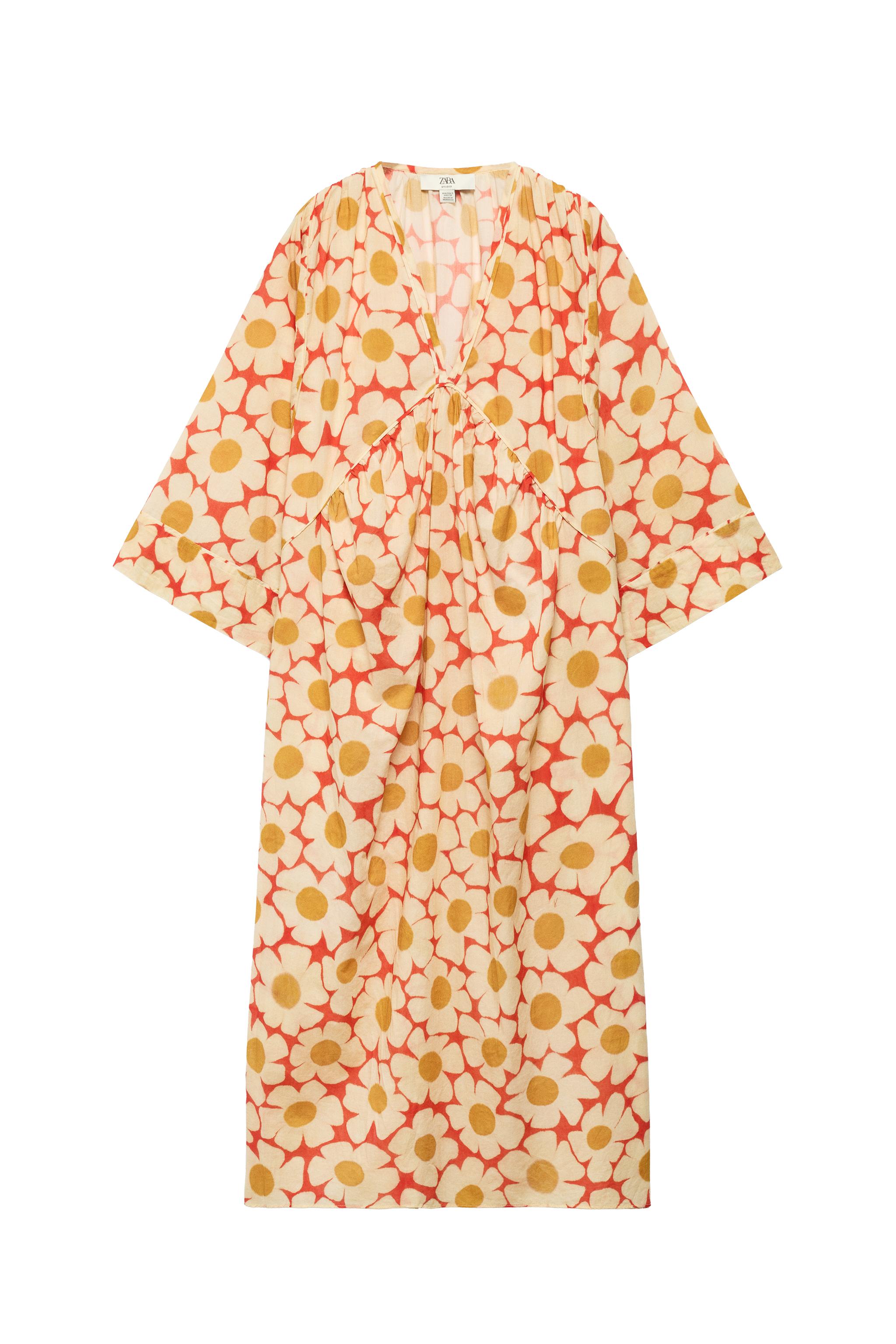 LIMITED EDITION フラワー柄カフタンドレス - プリント地 | ZARA Japan 
