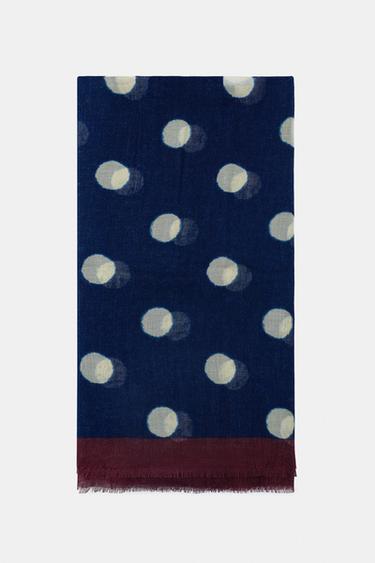 ШАРФ С ПРИНТОМ В ГОРОШЕК — ЯРКО-СИНИЙ от Zara
