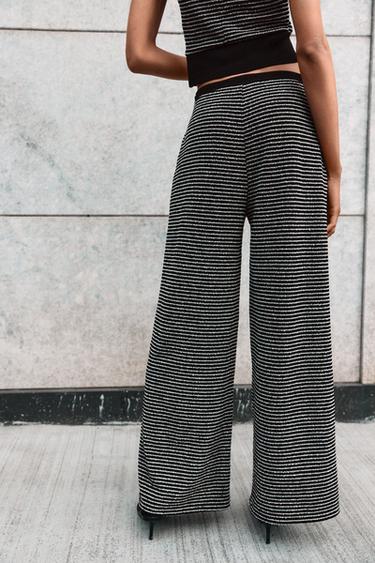PANTALON BOUCLÉ À RAYURES - Noir / Écru de Zara - Image 5