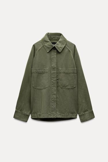 Zara OVERSIZED POCKETS OVERSHIRT ZW COLLECTION - Khaki