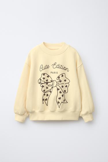 Zara PRINTED SWEATSHIRT - Yellow - Image 0