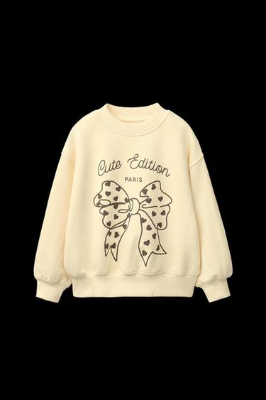 Zara PRINTED SWEATSHIRT - Yellow - Image 0