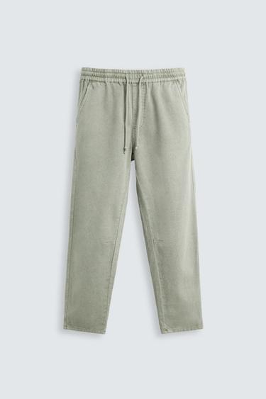 PANTALÓN ALGODÓN - LINO - Khaki claro de Zara