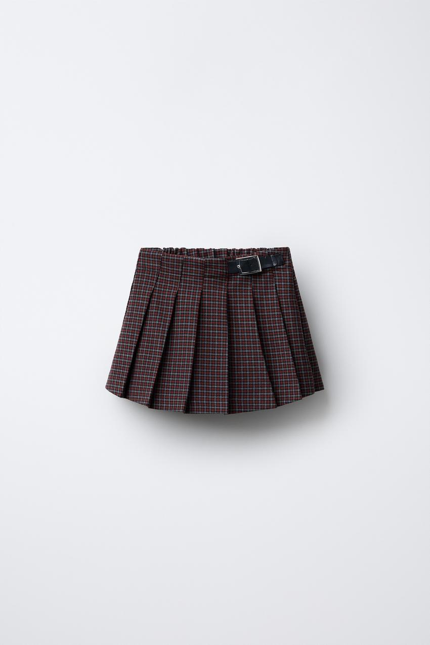 PLAID BUCKLE SKORT