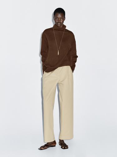 Zara Wool blend knit turtleneck sweater - Toffee