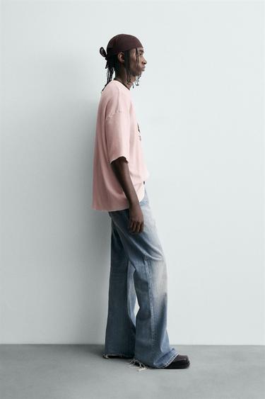 CONTRAST PRINT KNIT T-SHIRT - Pale pink by Zara - Image 3