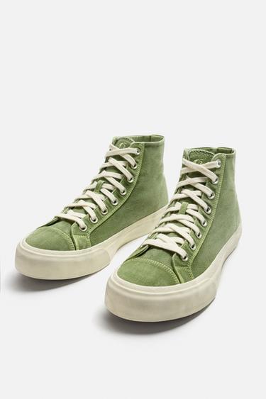 FABRIC HIGH-TOP SNEAKERS - Green by Zara - Image 4