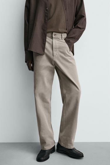 FADED STRAIGHT-LEG JEANS - Light beige by Zara - Image 4