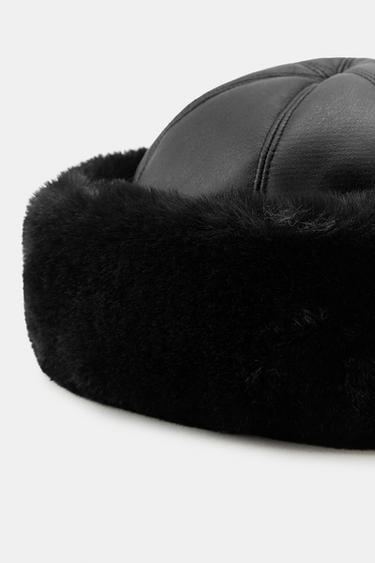 DOUBLE-FACED FAUX FUR HAT - Black by Zara - Image 3