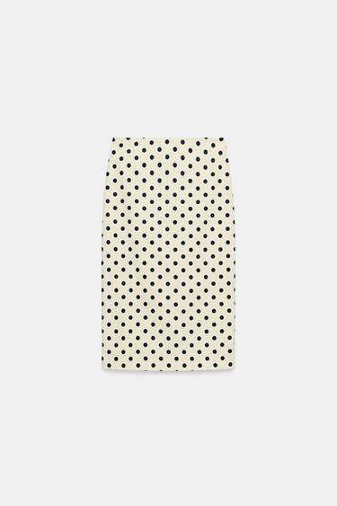 ZW COLLECTION POLKA DOT PENCIL SKIRT - Ecru / Black by Zara - Image 6