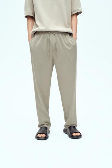 Zara 舒適版運動風褲腰長褲 - 蘋果綠