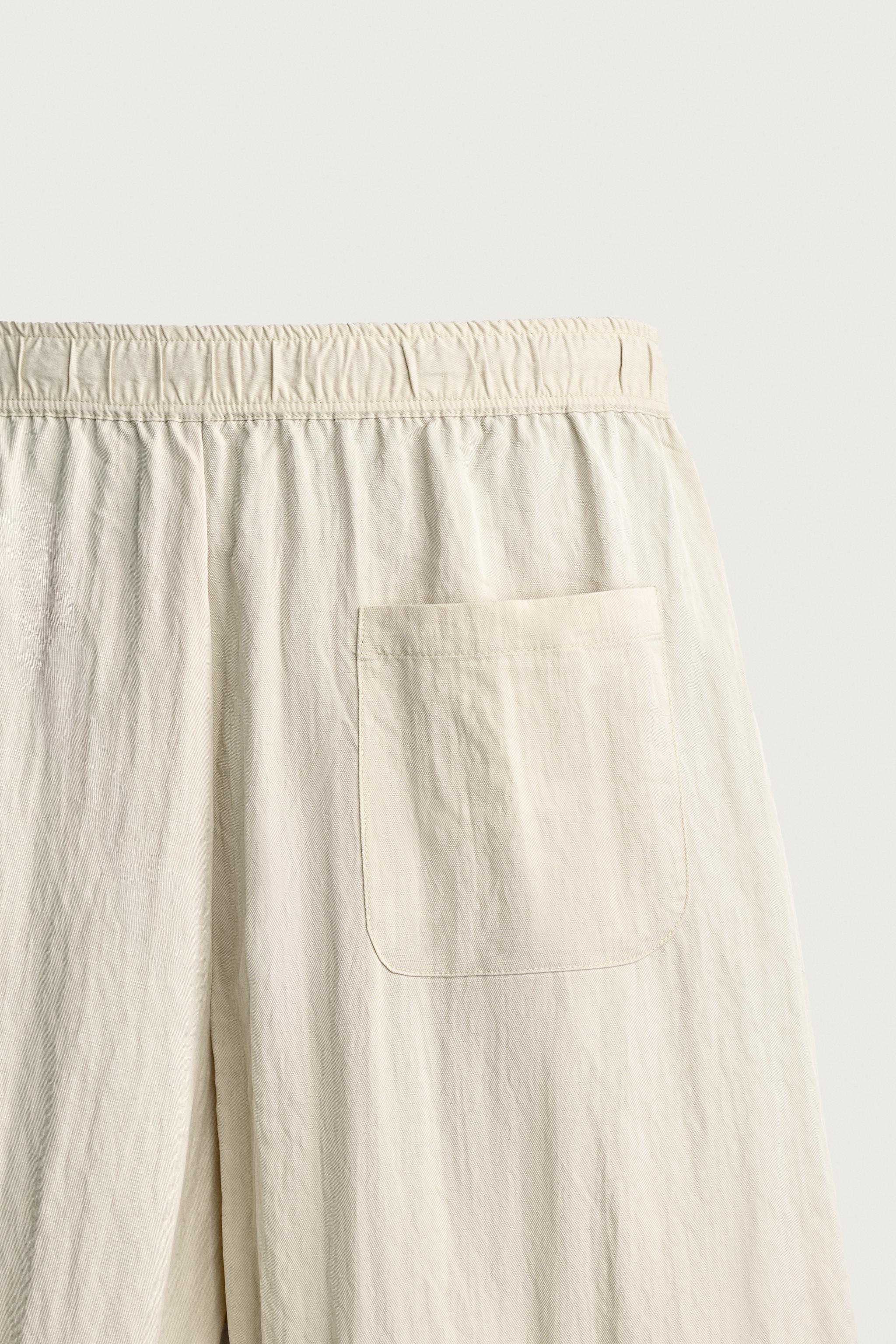 Мужские брюки Zara CRINKLED EFFECT TECHNICAL RELAXED FIT PANTS — фото 9